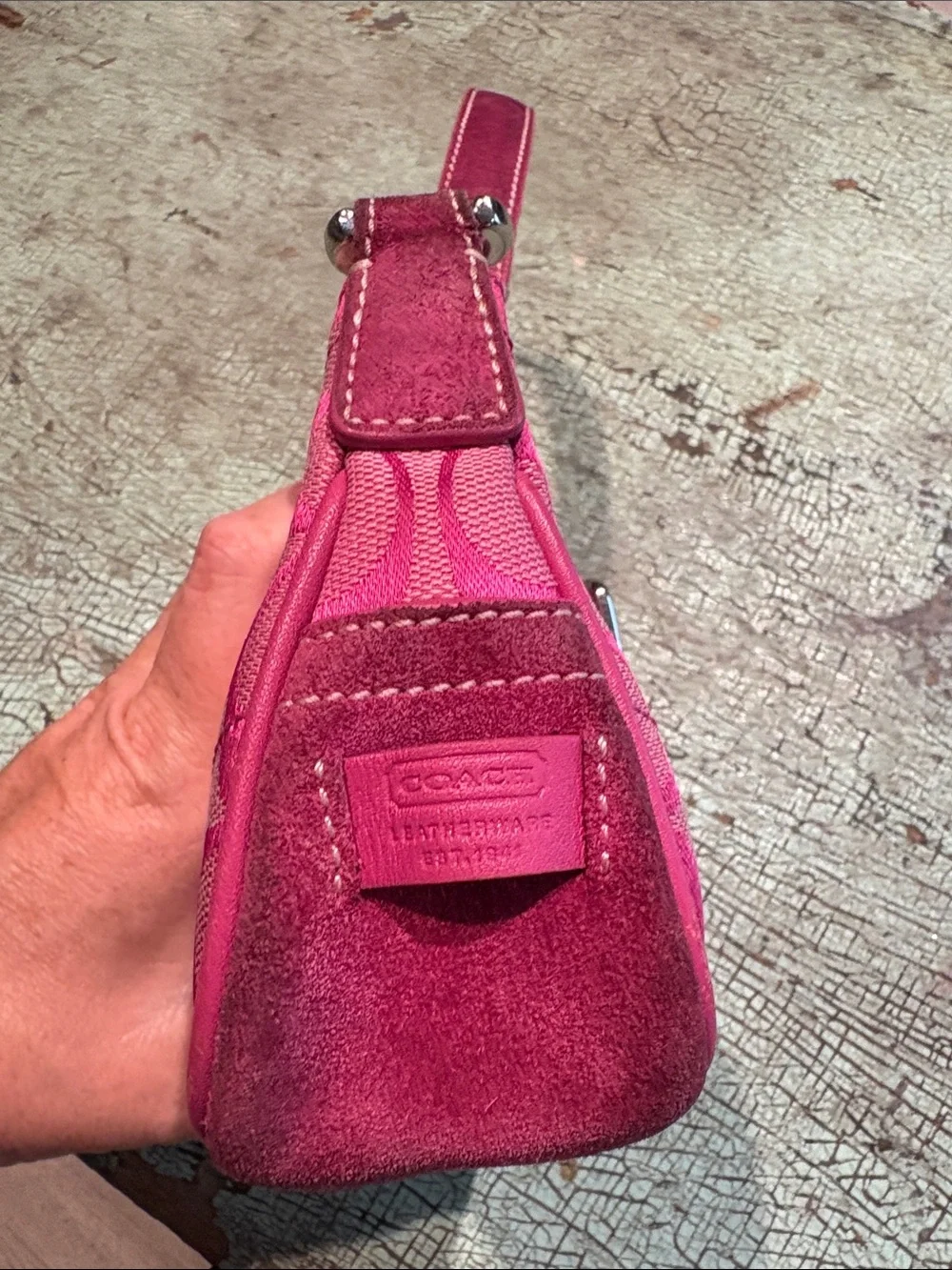 Vintage Y2K Coach Soho 6362 Hot Pink Signature Demi Buckle Shoulder Bag